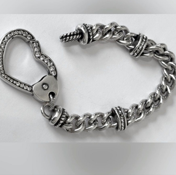 Brighton Urban Lights Open Heart Silver Plated Bracelet With Swarovski Crystals - Picture 5 of 5